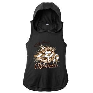 Wild About Christmas Leopard Xmas Christmas Ladies PosiCharge Tri-Blend Wicking Draft Hoodie Tank