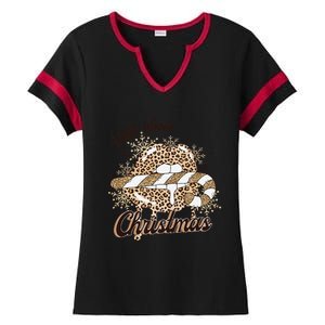 Wild About Christmas Leopard Xmas Christmas Ladies Halftime Notch Neck Tee