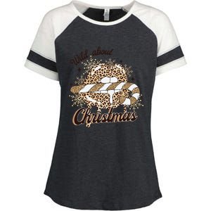 Wild About Christmas Leopard Xmas Christmas Enza Ladies Jersey Colorblock Tee