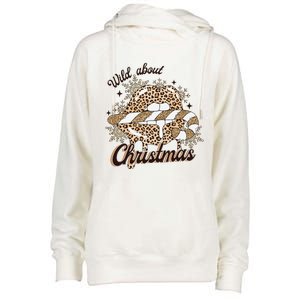 Wild About Christmas Leopard Xmas Christmas Womens Funnel Neck Pullover Hood