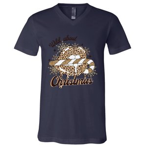 Wild About Christmas Leopard Xmas Christmas V-Neck T-Shirt