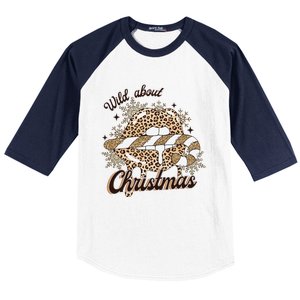 Wild About Christmas Leopard Xmas Christmas Baseball Sleeve Shirt