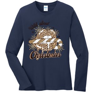 Wild About Christmas Leopard Xmas Christmas Ladies Long Sleeve Shirt