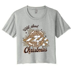 Wild About Christmas Leopard Xmas Christmas Women's Crop Top Tee