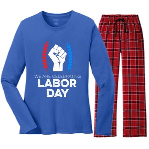 We Are Celebrating Labor Day American Holiday Novelty Gift Cute Gift Women's Long Sleeve Flannel Pajama Set 