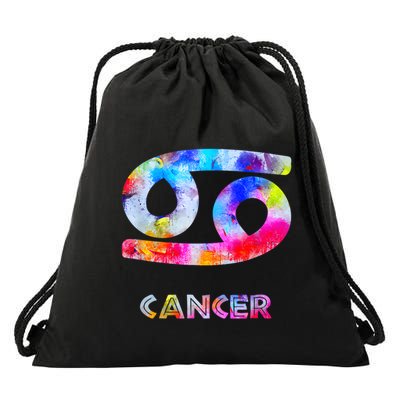Watercolor Art Cancer Zodiac Sign Symbol Sideways 69 Drawstring Bag