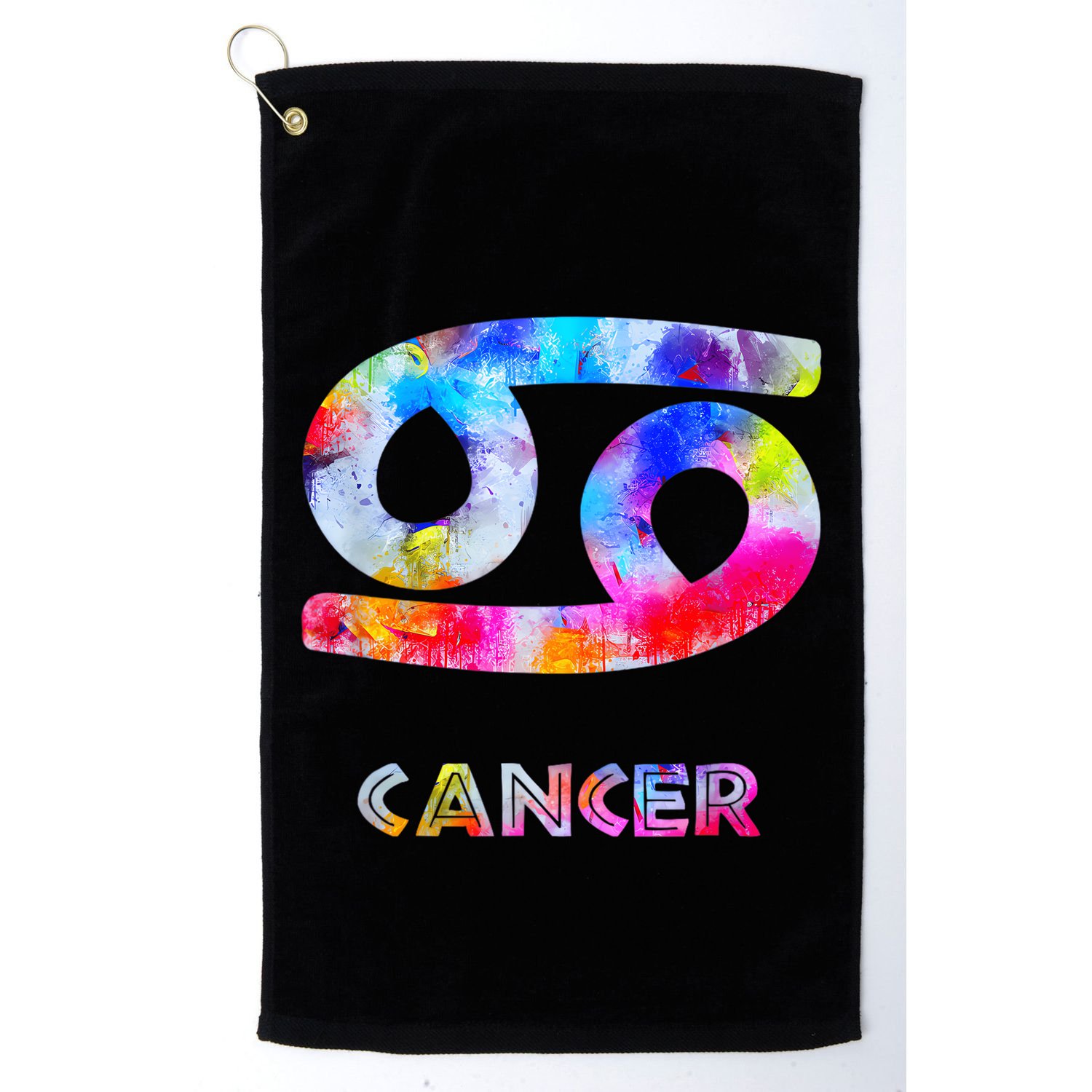 Watercolor Art Cancer Zodiac Sign Symbol Sideways 69 Golf Towel
