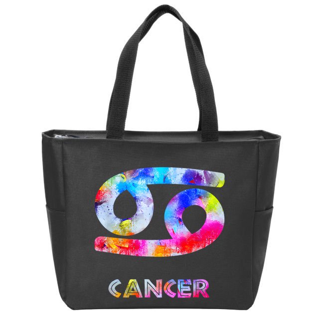 Watercolor Art Cancer Zodiac Sign Symbol Sideways 69 Zip Tote Bag