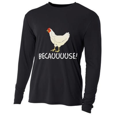 Why Are Chickens So Funny Because Funny Trending Meme Cooling Performance Long Sleeve Crew