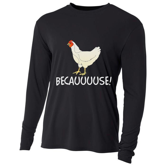 Why Are Chickens So Funny Because Funny Trending Meme Cooling Performance Long Sleeve Crew