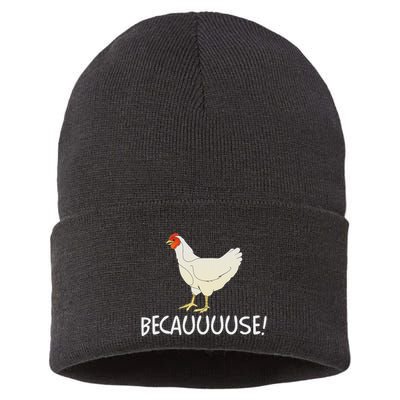 Why Are Chickens So Funny Because Funny Trending Meme Sustainable Knit Beanie