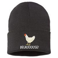 Why Are Chickens So Funny Because Funny Trending Meme Sustainable Knit Beanie