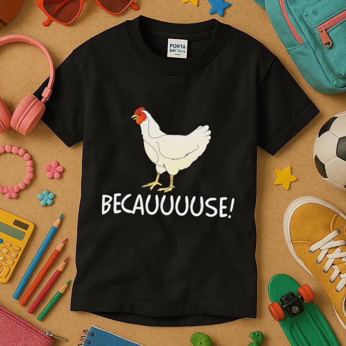 Why Are Chickens So Funny Because Funny Trending Meme Kids T-Shirt