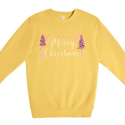 Wild About Christmas: Leopard Print Trees And Snowflake Magic Gift Premium Crewneck Sweatshirt