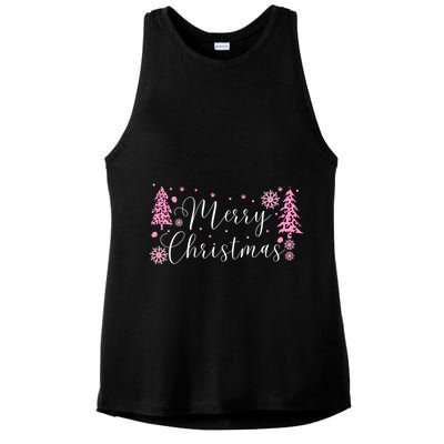 Wild About Christmas: Leopard Print Trees And Snowflake Magic Gift Ladies PosiCharge Tri-Blend Wicking Tank