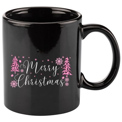 Wild About Christmas: Leopard Print Trees And Snowflake Magic Gift 11oz C Handle Ceramic Mug