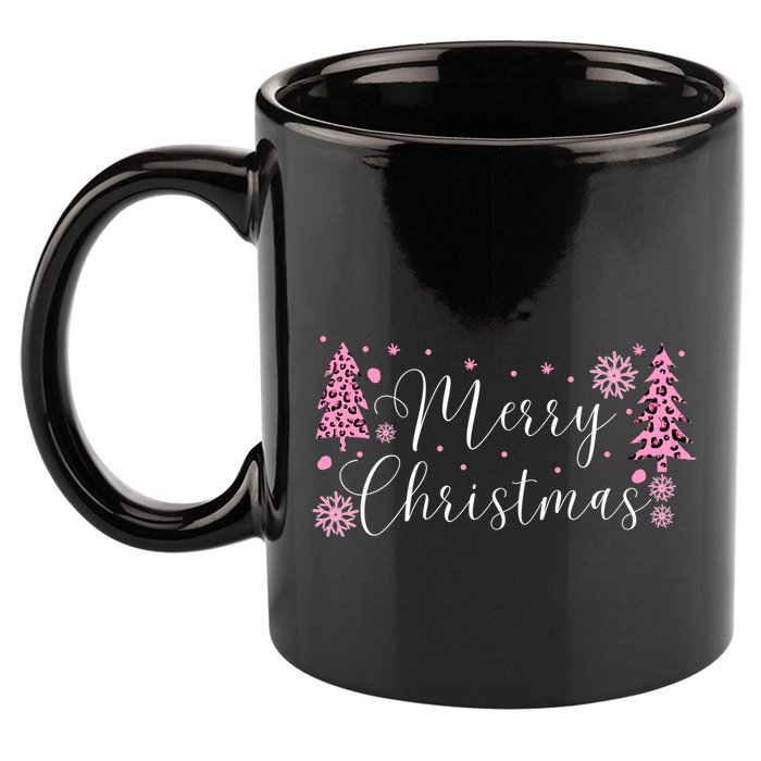 Wild About Christmas: Leopard Print Trees And Snowflake Magic Gift 11oz C Handle Ceramic Mug