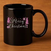 Wild About Christmas: Leopard Print Trees And Snowflake Magic Gift 11oz C Handle Ceramic Mug
