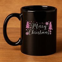 Wild About Christmas: Leopard Print Trees And Snowflake Magic Gift 11oz C Handle Ceramic Mug