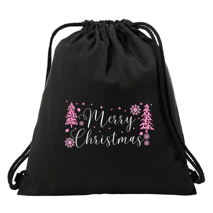 Wild About Christmas: Leopard Print Trees And Snowflake Magic Gift Drawstring Bag