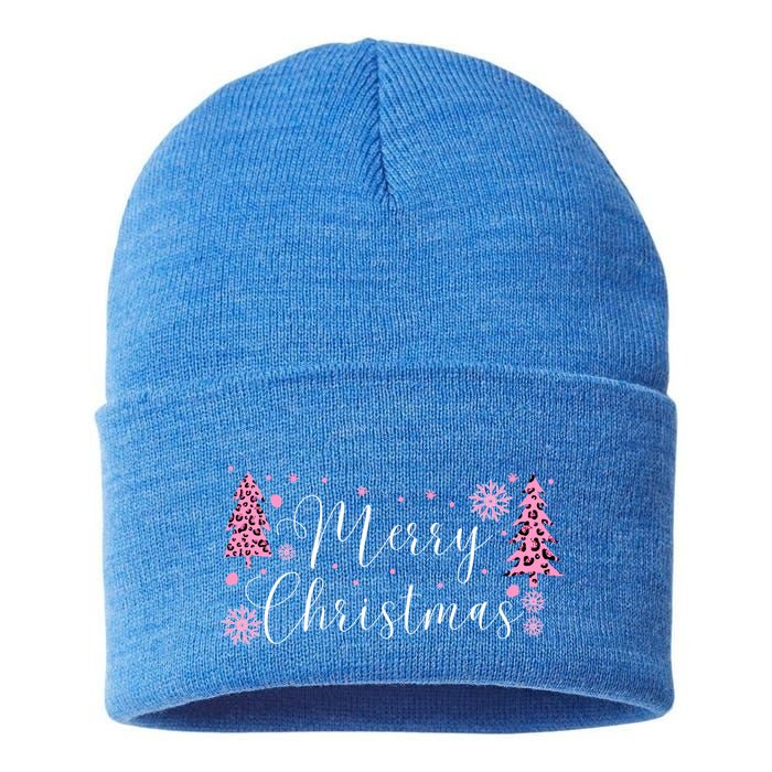 Wild About Christmas: Leopard Print Trees And Snowflake Magic Gift Sustainable Knit Beanie