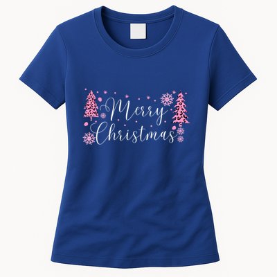 Wild About Christmas: Leopard Print Trees And Snowflake Magic Gift Womens T-Shirt