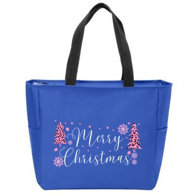Wild About Christmas: Leopard Print Trees And Snowflake Magic Gift Zip Tote Bag