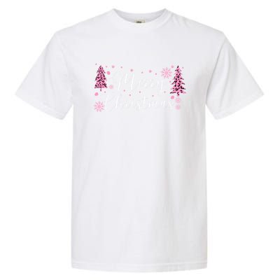 Wild About Christmas: Leopard Print Trees And Snowflake Magic Gift Garment-Dyed Heavyweight T-Shirt