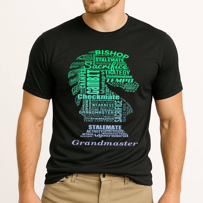 Word Art Chess Piece for Chess Player Bishop Chess Performance Shirt