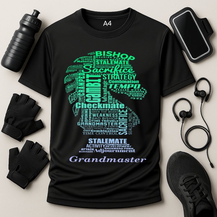 Word Art Chess Piece for Chess Player Bishop Chess Performance Shirt