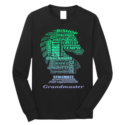 Word Art Chess Piece for Chess Player Bishop Chess Long Sleeve Shirt