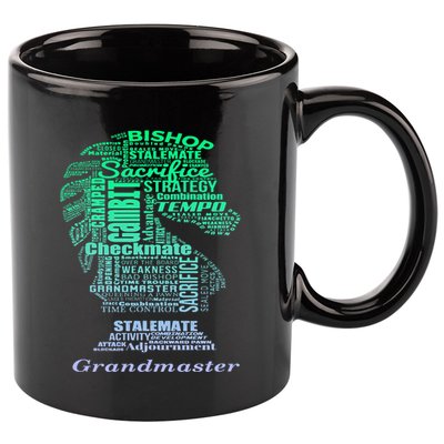 Word Art Chess Piece for Chess Player Bishop Chess 11oz C Handle Ceramic Mug