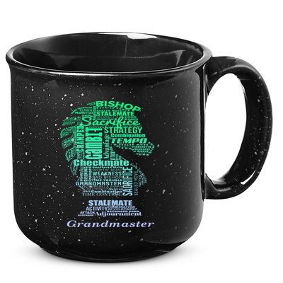 Word Art Chess Piece for Chess Player Bishop Chess 15oz Campfire Ceramic Mug