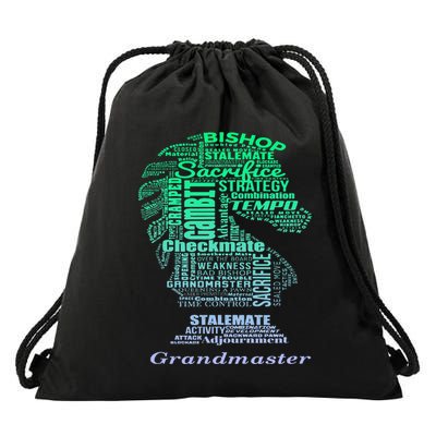 Word Art Chess Piece for Chess Player Bishop Chess Drawstring Bag