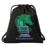 Word Art Chess Piece for Chess Player Bishop Chess Drawstring Bag