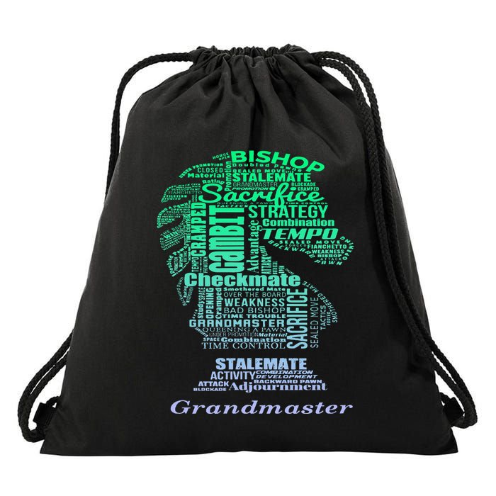 Word Art Chess Piece for Chess Player Bishop Chess Drawstring Bag