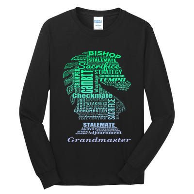 Word Art Chess Piece for Chess Player Bishop Chess Tall Long Sleeve T-Shirt