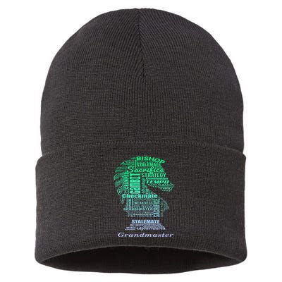 Word Art Chess Piece for Chess Player Bishop Chess Sustainable Knit Beanie