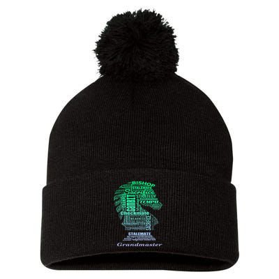 Word Art Chess Piece for Chess Player Bishop Chess Pom Pom 12in Knit Beanie