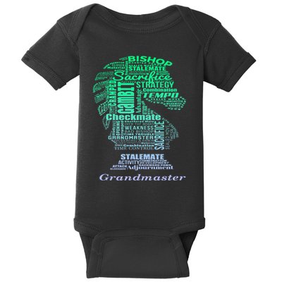 Word Art Chess Piece for Chess Player Bishop Chess Baby Bodysuit