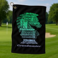Word Art Chess Piece for Chess Player Bishop Chess Golf Towel