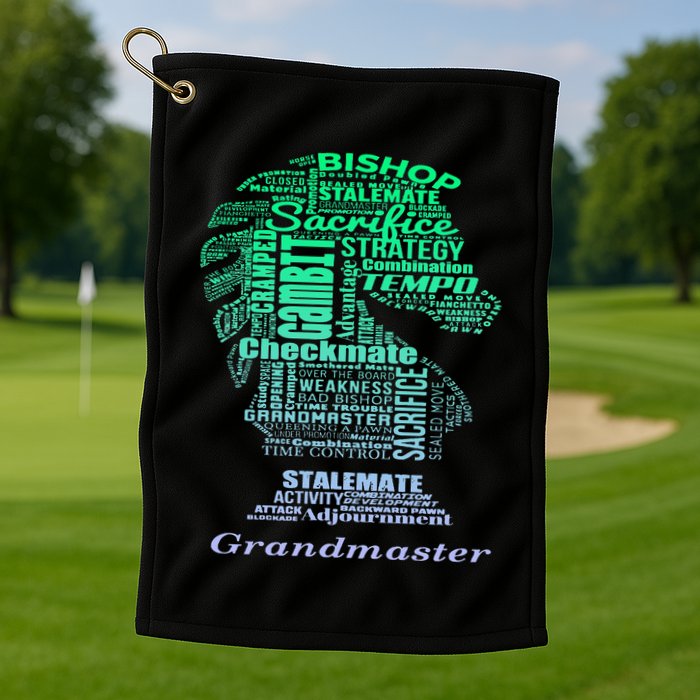 Word Art Chess Piece for Chess Player Bishop Chess Golf Towel