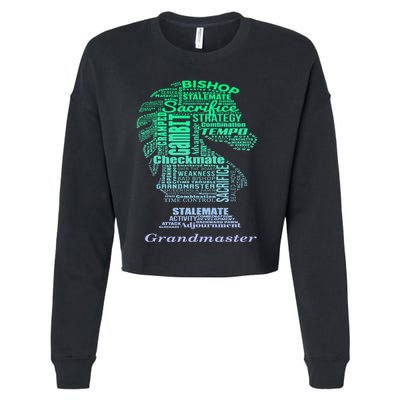 Word Art Chess Piece for Chess Player Bishop Chess Cropped Pullover Crew