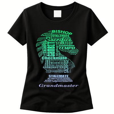 Word Art Chess Piece for Chess Player Bishop Chess Womens T-Shirt