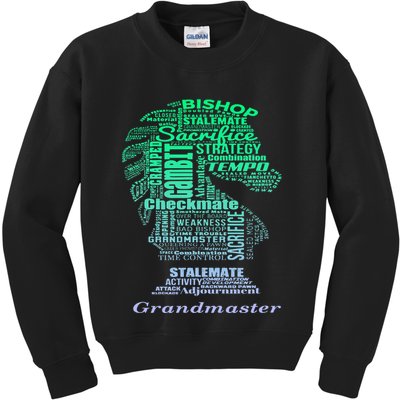 Word Art Chess Piece for Chess Player Bishop Chess Kids Sweatshirt