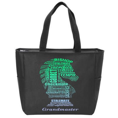 Word Art Chess Piece for Chess Player Bishop Chess Zip Tote Bag