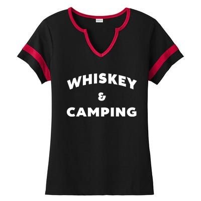 Whiskey And Camping Camping Gift Roadtrip Cute Gift Ladies Halftime Notch Neck Tee