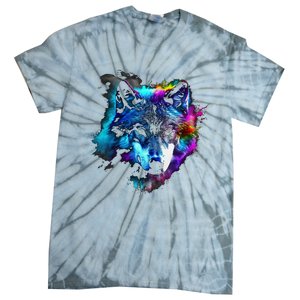 Wolf Art Colourful Animal Motif Artwork Wolf Tie-Dye T-Shirt