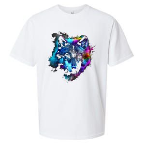 Wolf Art Colourful Animal Motif Artwork Wolf Sueded Cloud Jersey T-Shirt