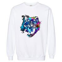 Wolf Art Colourful Animal Motif Artwork Wolf Garment-Dyed Sweatshirt